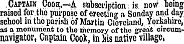 Captain Cook.—A subscription ¦; is now b...