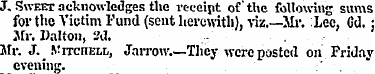 J. Sweet acknowledges the receipt of thc...