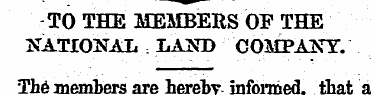 TO THE MEMBERS OF THE NATIONAL LAND COMP...