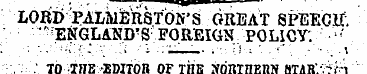 LORD ' PALMERSTOK'S GREAT SPEECH. -ENGLA...
