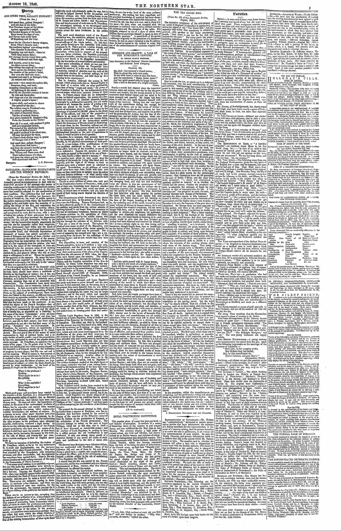 Northern Star (1837-1852): jS F Y, 3rd edition - Try Ere You Desraik. Holloway's Pills. Cuke Of Asthma.