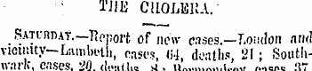 THE CHOLERA. *. SATi-n-nAT. — Report of ...