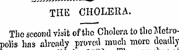 THE CHOLERA. The second visit oftho Chol...