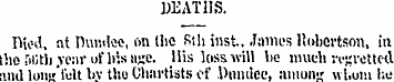 DEATHS. Die J, at "Dundee, on (lie SUi i...