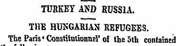 TURKEY A8D RUSSIA. THE HUNGARIAN REFUGEE...