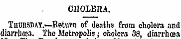 CHOLERA. TnURSDAX—Retuvn of deaths from ...