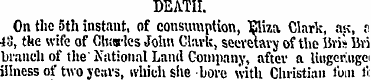 DEATH. On the 5th instant, of consumptio...