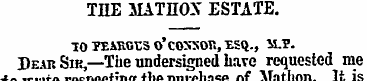 THE MATHOX ESTATE. 10 JEAUGtS o'cOXXOTt,...