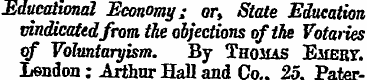 Bduealional Economy; or* State Education...