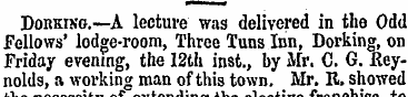 DonKiNG.—A lecture was delivered in the ...