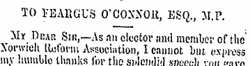 TO l'EAEGUS O'COXXOU, ESQ., Af.P. AIy Be...