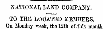 NATIONAL LAND COMPANY, TO THE LOCATED ME...