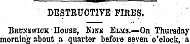 DESTRUCTIVE FIRES. Brunswick House, Nine...