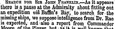 Search for Sir John Franklin.—As it appe...