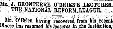 "Mr. J. BRONTERRE O'BRIEN'S LECTURES. : ...