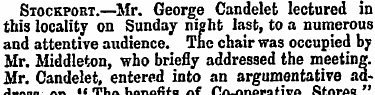 Stockport.—Mr. George Candelet lectured ...