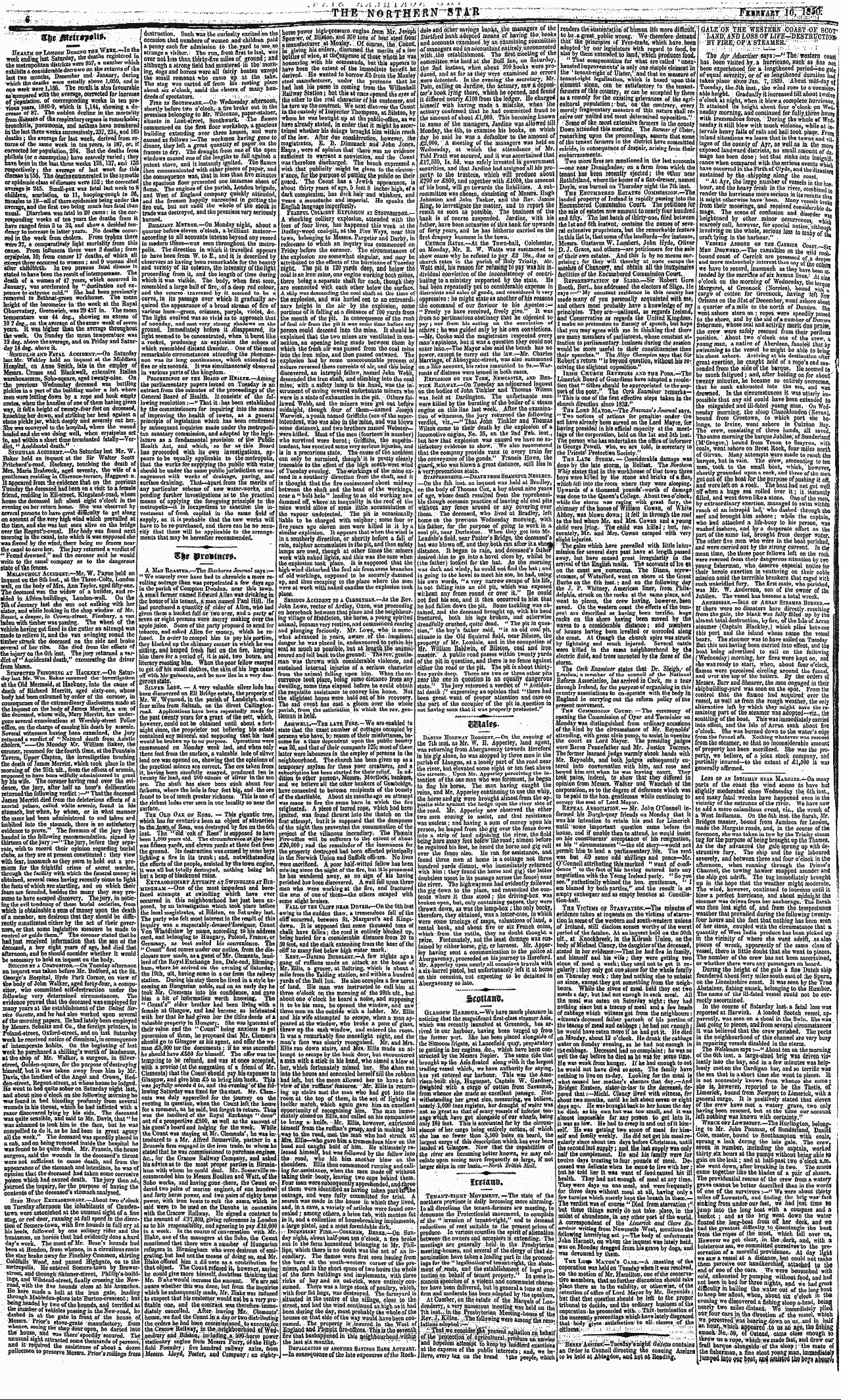 Northern Star 1837 1852 16th February 1850 Edition 3 Of 3