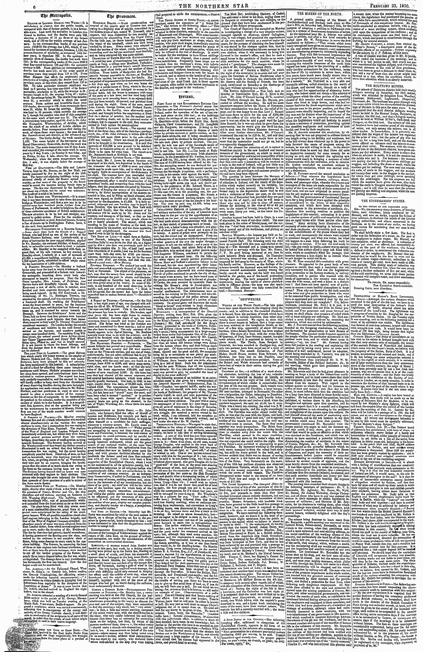 Northern Star (1837-1852): jS F Y, 3rd edition - I 'Shipwrecks. Wrecks On The Welsh Coast...