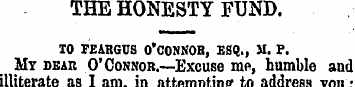 THE HONESTT FUND. IO FEARGUS O'CONNOB, E...