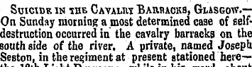 Suicide in the Cavalkx Baiwacks, Glasgow...