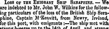Loss of thr Emigrant Ship Skraphine. — W...