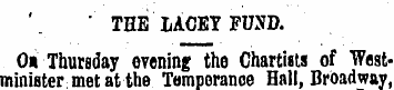 ' THE LACEY FUND. Oa Thursday evening th...