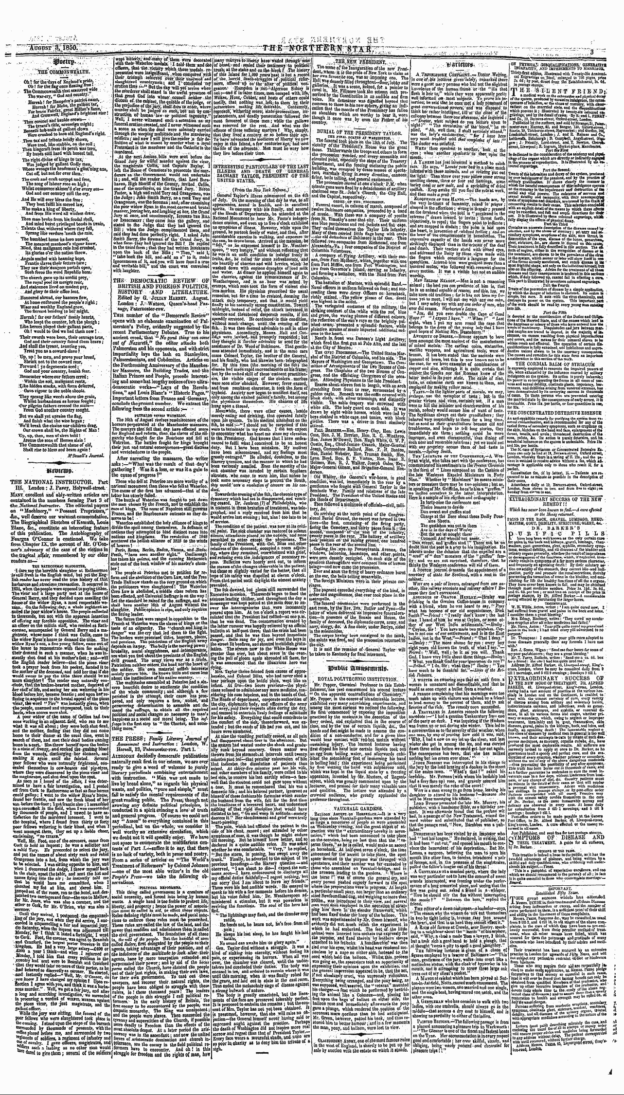 Northern Star (1837-1852): jS F Y, 3rd edition - °?„J Tttshja7» Idisquaufications.' 62heea*Nvi Incapacity, Ako Impediments To Mabrugs . Thirmrst: Edition, Jllmlraled, With Tn-Enty-Sii Anatomi. Cal Engiuvln' Gt On Steel, 1 Enlarged To "1% Pages; Price ; ?*. Gd; By Post, Direct Front The Entablisliment, 3s. 6d. , In Postage Starapj.- ¦ ¦ ¦