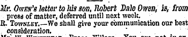Mr. Owen's letter to Ms son, Robert Dale...