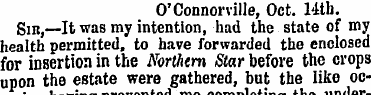 O'Connorville, Oct. 14th. Sin,—It was my...
