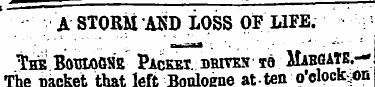 A STORM AND LOSS OF LIFE. -TaJE BouMfiHE...