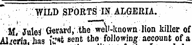 f WILD SPORTS IN ALGERIA. M, Jules' Gera...
