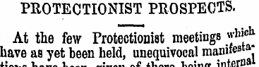 PROTECTIONIST PROSPECTS. At the few Prot...