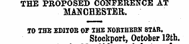 THE PROPOSED CONFERENCE AT MANCHESTER. T...