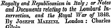 Hoy ally and Republicanism in Italy; or ...