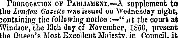 Prorogation of Parliament.—A supplement ...
