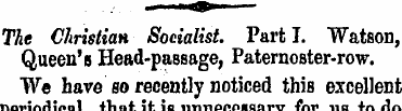 The Christian Socialist. Parti. Watson, ...