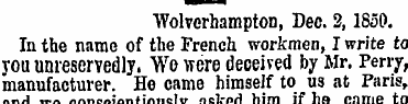 Wolverhampton, Dec. 2,1850. In the name ...