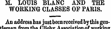 M. LOUIS BLANC AND THE WORKING CLASSES O...