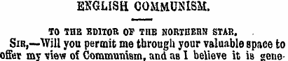 ENGLISH COMMUNISM. TO THE EDITOR OF THE ...