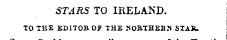 STARS TO IRELAND. TO THE EDITOR OF THE SORTHEBN STAR.
