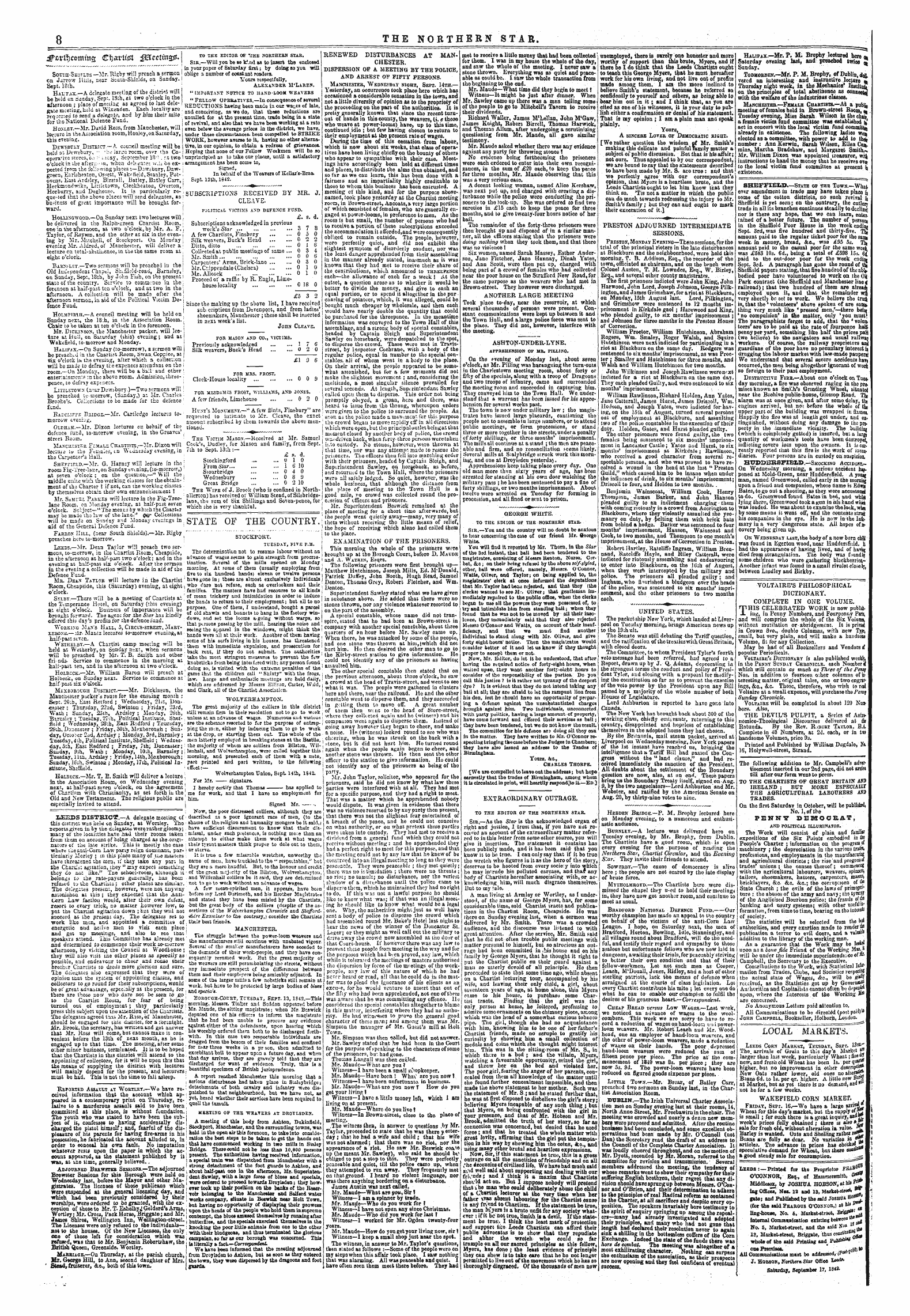 Northern Star (1837-1852): jS F Y, 4th edition - Voltaire's Philosophical Dictionary.