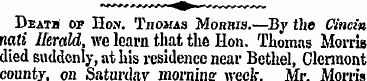 Death of Hon. Thomas Morbis.—By the Cinc...