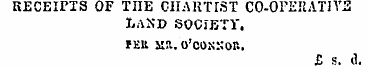 RECEIPTS OF TnE CHARTIST CO-OPEitATIYJS ...