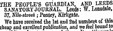 THE PEOPLE'S GUARDIAN, AND LEEDS sanator...