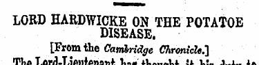 LORD HARDWICKE ON THE POTATOE DISEASE. [...