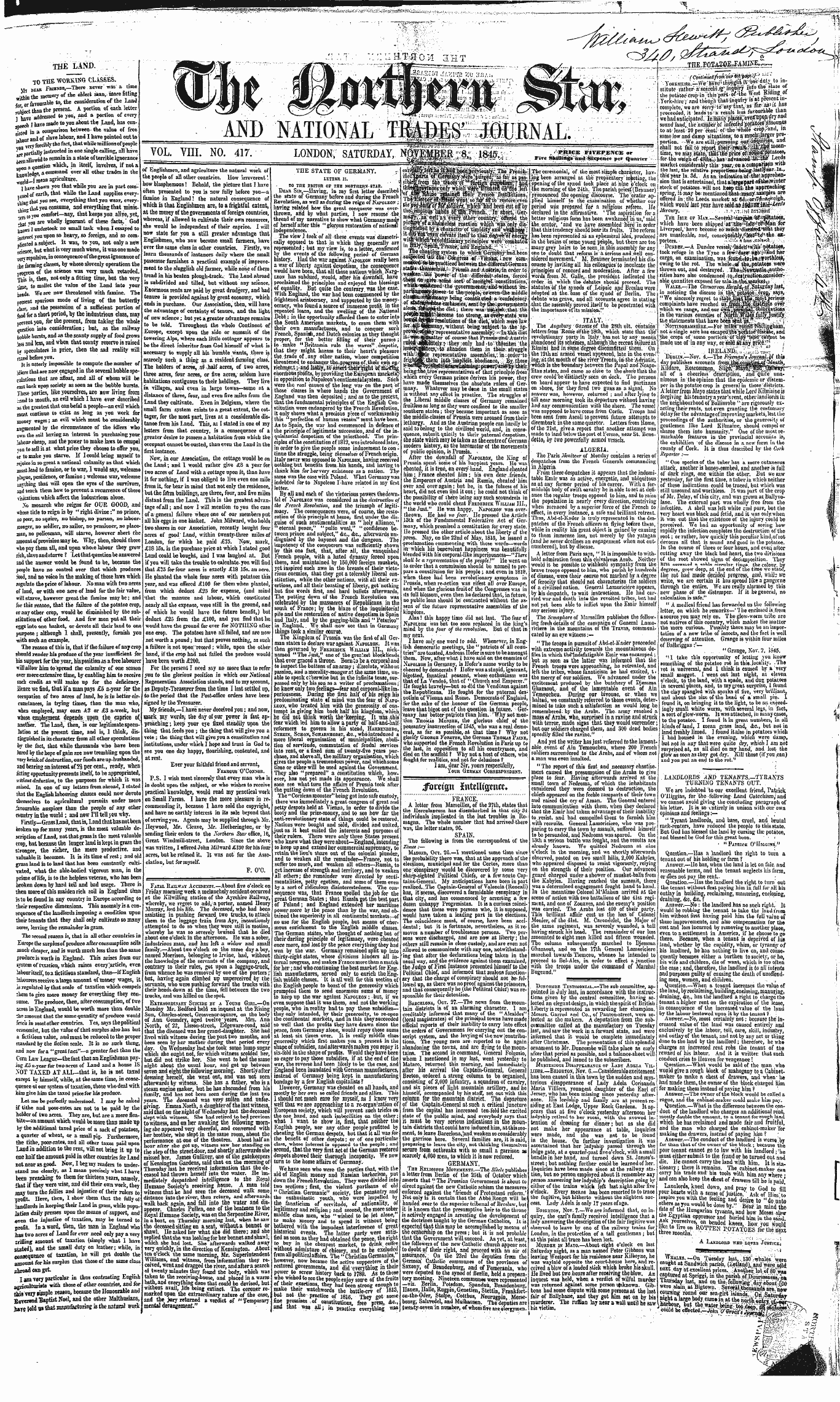 Northern Star (1837-1852): jS F Y, 4th edition - 1 %L '' -^ V-Vy Is L !*Vi