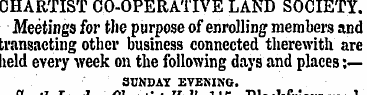 CHARTIST CO-OPERATIVE LAND SOCIETY. Meet...