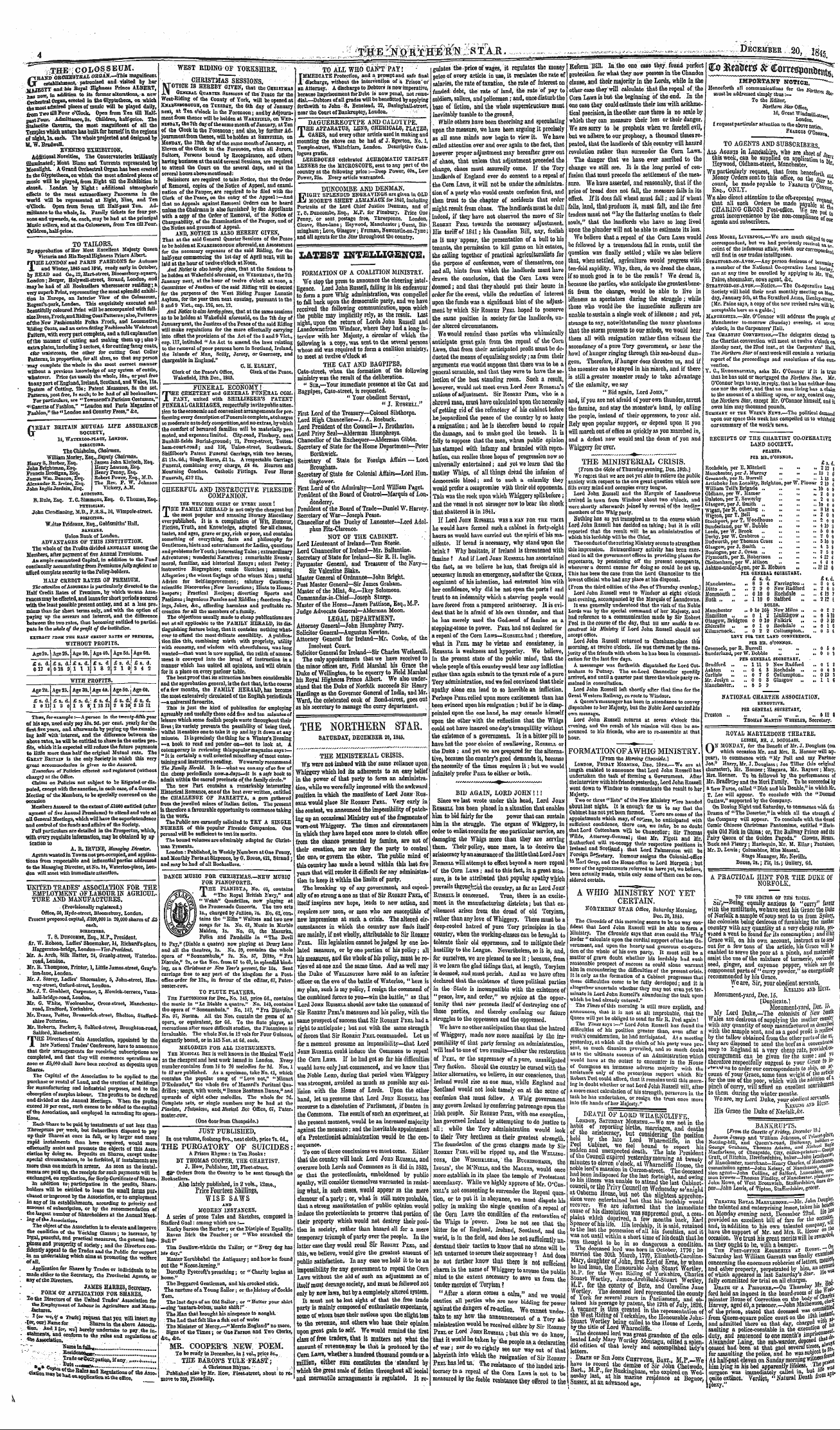 Northern Star (1837-1852): jS F Y, 4th edition - Ad00418