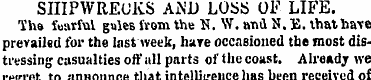 SHIPWRECKS AND LOSS OF LIFE. Th» i'oarft...