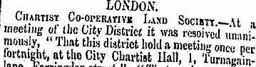 LONDON. Chartist Co-operative Land Socie...